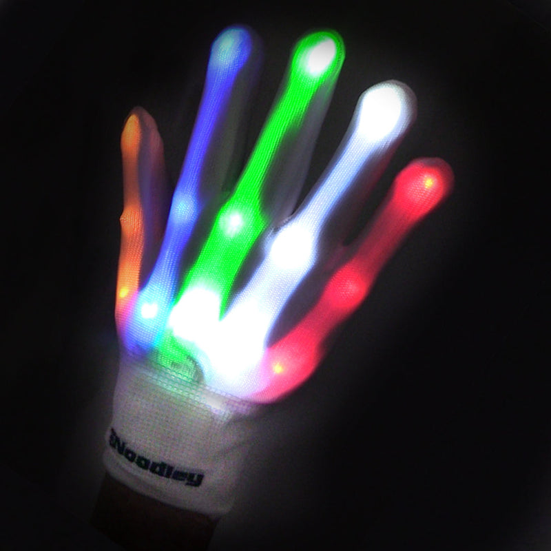 LED Gloves for Kids Teens Cool Toys Boy Girl Gift Ideas Halloween - Kid Sized (White) by The Noodley