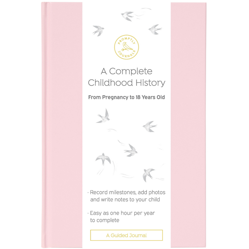 A Complete Childhood History: From Pregnancy to 18 Years Old (Pink, Leatherette) by Promptly Journals