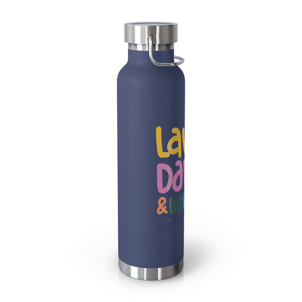 Laugh Dance Love Insulated Bottle-Navy