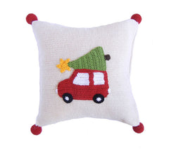 Car with Christmas Tree 10" Pillow by Melange Collection