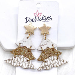 2.5" Glitter Gold Christmas Trees -Earrings by Doohickies Wholesale