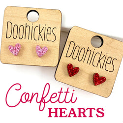 8mm Tiny Confetti Valentine Hearts - Valentines Earrings by Doohickies Wholesale