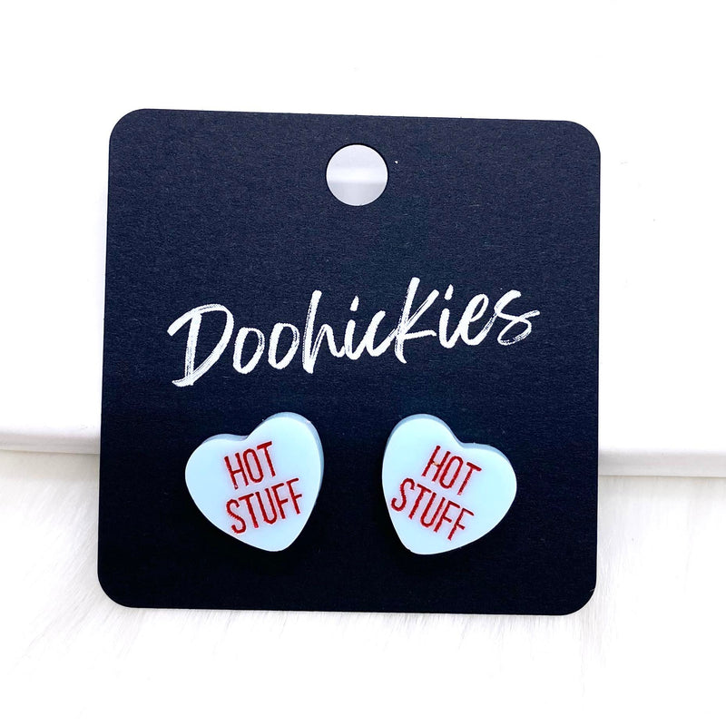 13mm Candy Love Hearts Studs -Valentine Earrings by Doohickies Wholesale