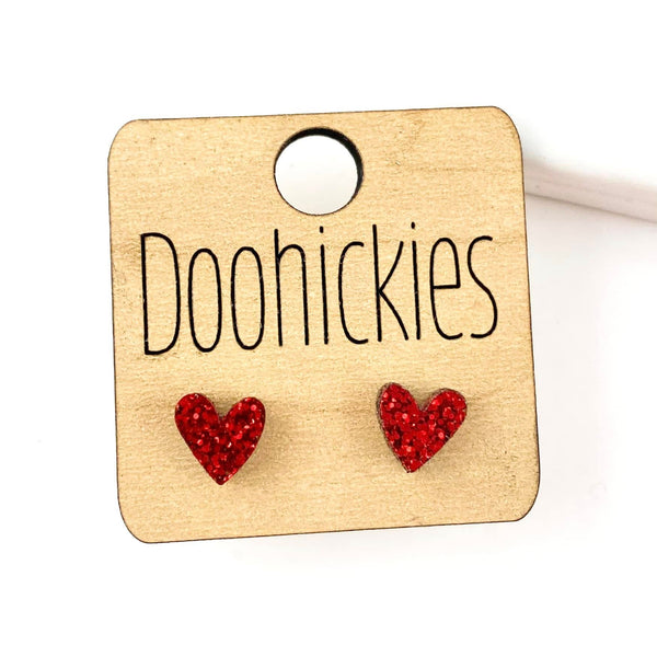 8mm Tiny Confetti Valentine Hearts - Valentines Earrings by Doohickies Wholesale