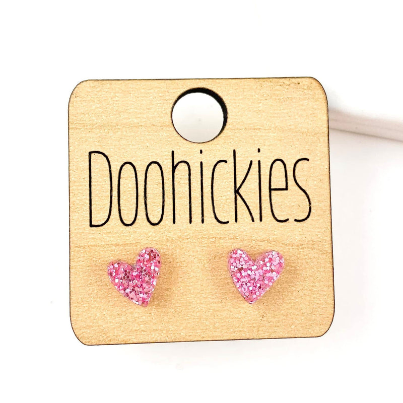 8mm Tiny Confetti Valentine Hearts - Valentines Earrings by Doohickies Wholesale