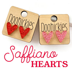 16mm Saffiano Heart Studs - Valentines Earrings by Doohickies Wholesale