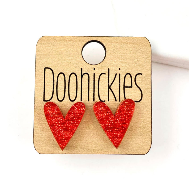 16mm Saffiano Heart Studs - Valentines Earrings by Doohickies Wholesale