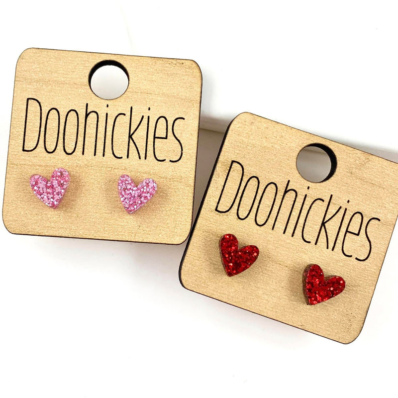 8mm Tiny Confetti Valentine Hearts - Valentines Earrings by Doohickies Wholesale