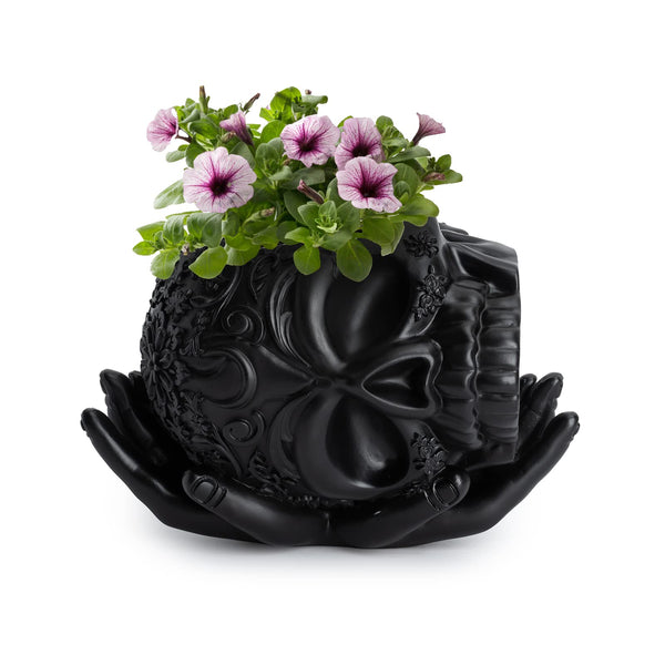 Skull Halloween Candy Bowl, Plant Planter Pot| (Black)