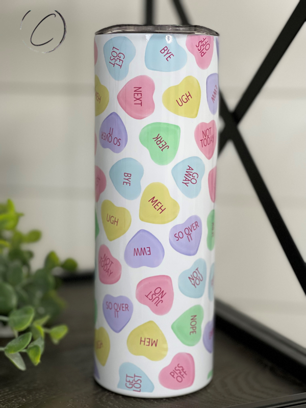 Anti Valentines Conversation Hearts 20oz Skinny Tumbler by CMD Wholesale