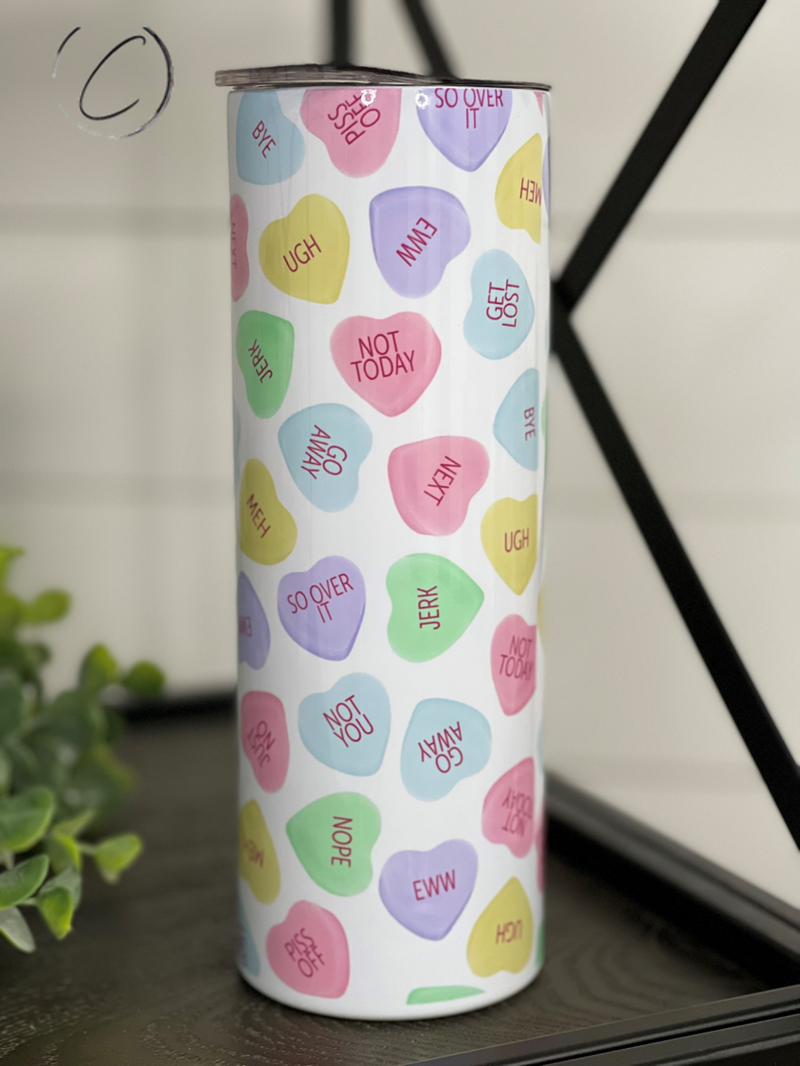 Anti Valentines Conversation Hearts 20oz Skinny Tumbler by CMD Wholesale