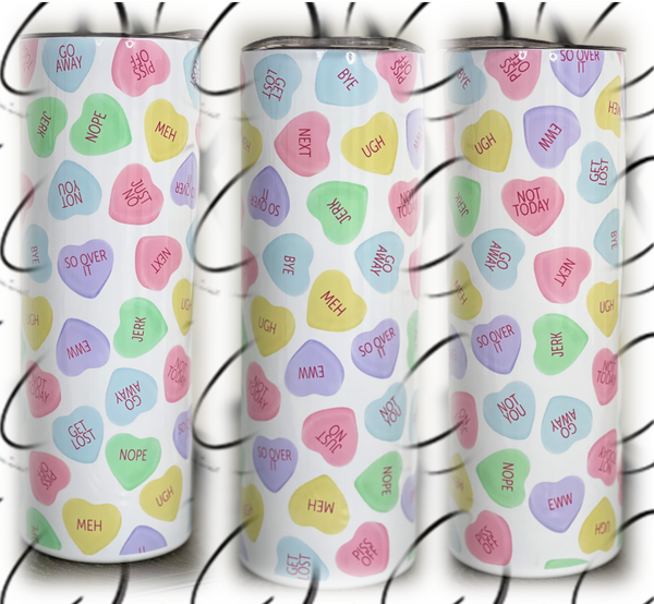 Anti Valentines Conversation Hearts 20oz Skinny Tumbler by CMD Wholesale