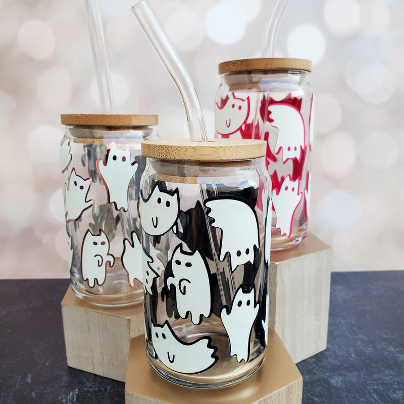 Cat Ghosts Glow in the Dark Iced Coffee Cup by Salt and Sparkle