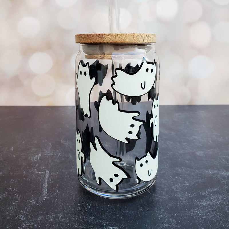 Cat Ghosts Glow in the Dark Iced Coffee Cup by Salt and Sparkle