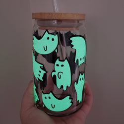 Cat Ghosts Glow in the Dark Iced Coffee Cup by Salt and Sparkle