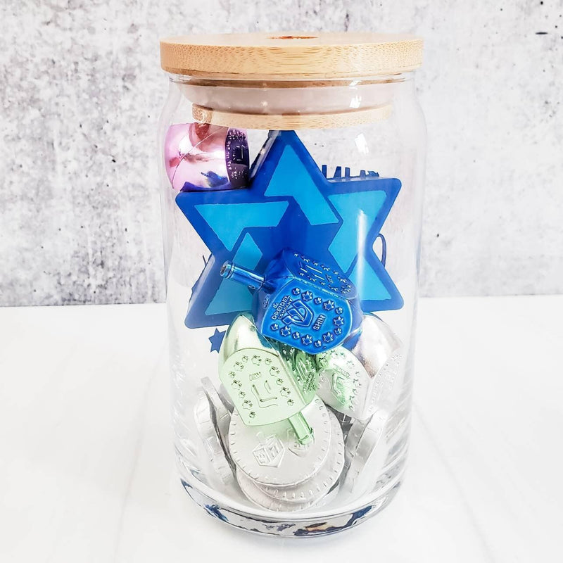 Color Changing Get Lit Hanukkah Glass Can Cup by Salt and Sparkle