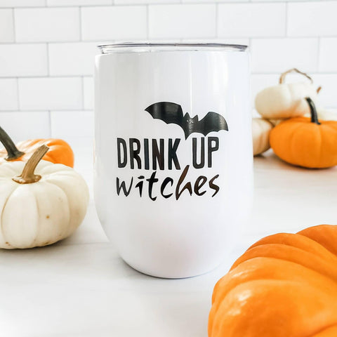 DRINK UP WITCHES Halloween Insulated Wine Tumbler by Salt and Sparkle