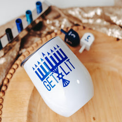 Dishwasher Safe Funny Chanukah Wine Tumbler by Salt and Sparkle