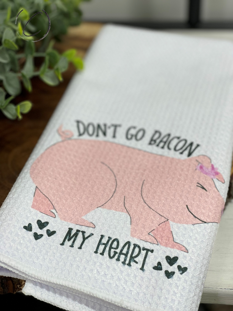 Don't Go Bacon My Heart Waffle Weave Tea Towel by CMD Wholesale