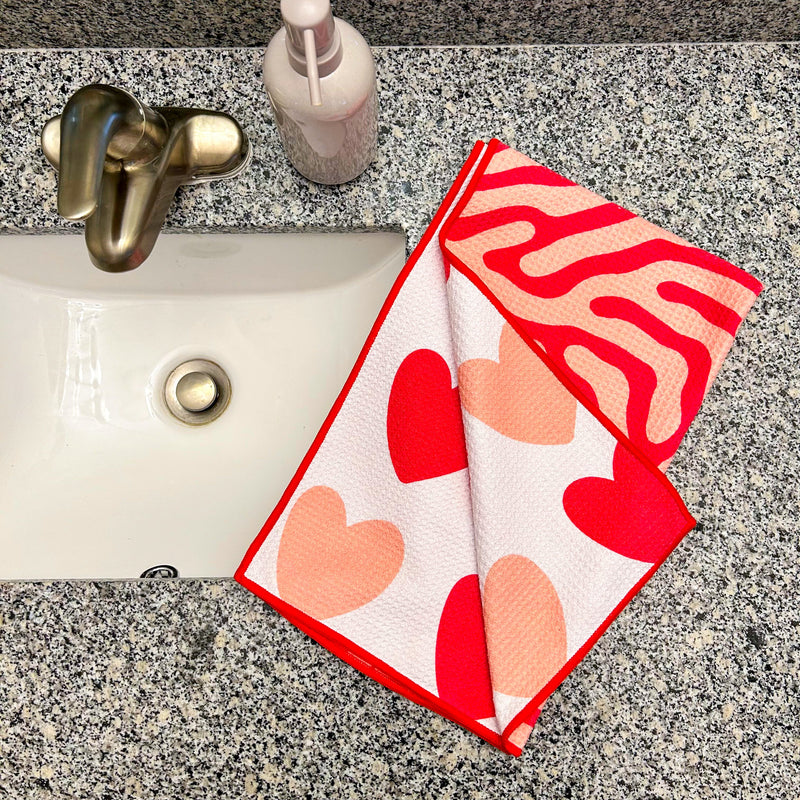 Heart Imprints - Kitchen Dish Towel & Hand towel by Buzzee