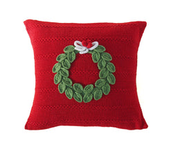 Green Wreath 10" Pillow, Red by Melange Collection