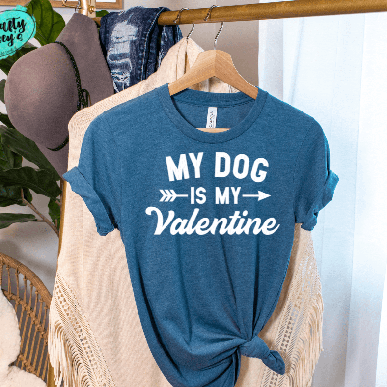 My Dog Is My Valentine -Funny -Women's  Unisex- t-shirt by Crafty Casey's