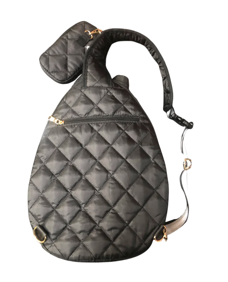 Black Quilted Pickleball Bag by  Pink Pickle