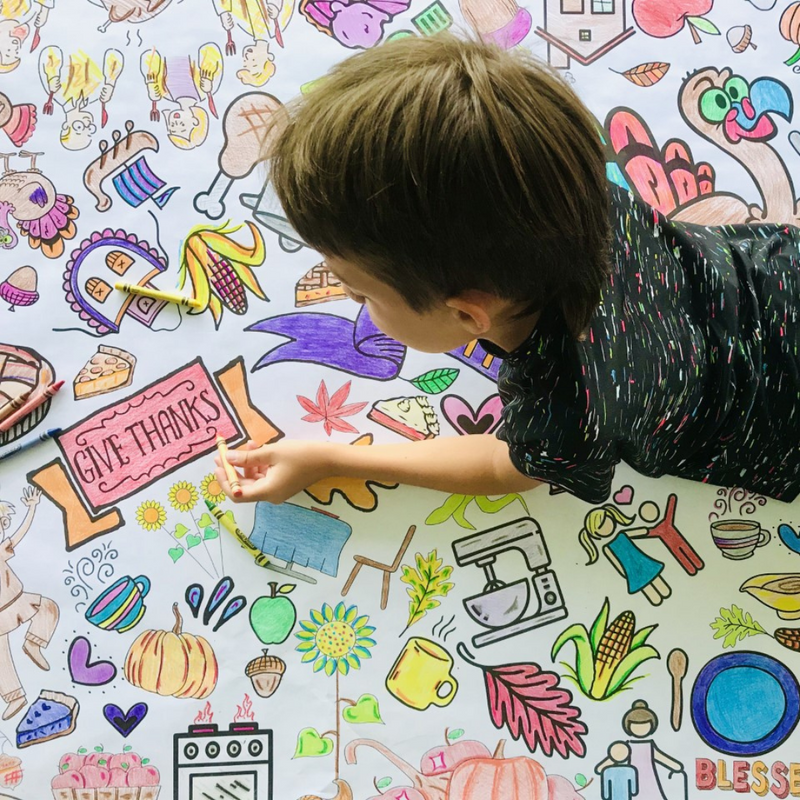 Thanksgiving Coloring Tablecloth by Creative Crayons Workshop