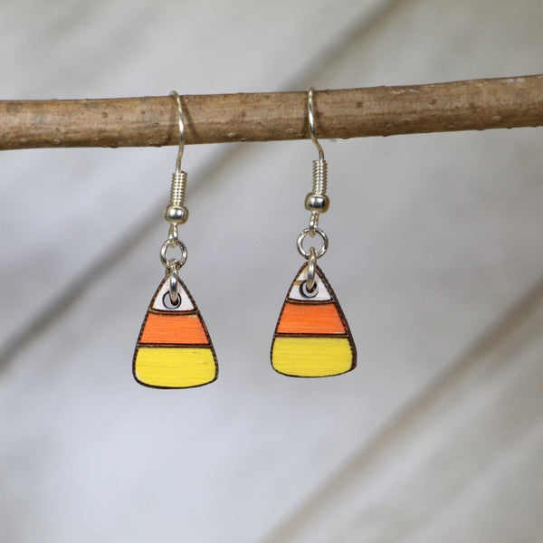 Candy Corn Wooden Dangle Earrings by Cate's Concepts, LLC