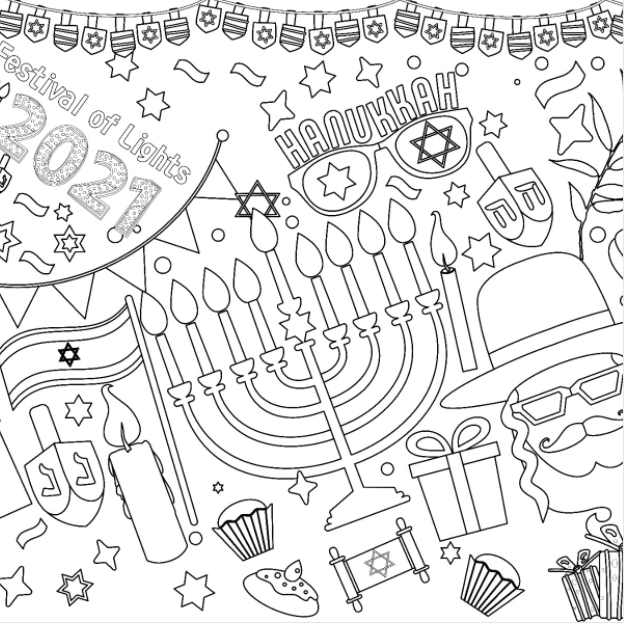 Hanukkah Coloring Tablecloth by Creative Crayons Workshop