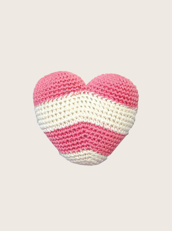 Stripy Heart Crochet Dog Toy