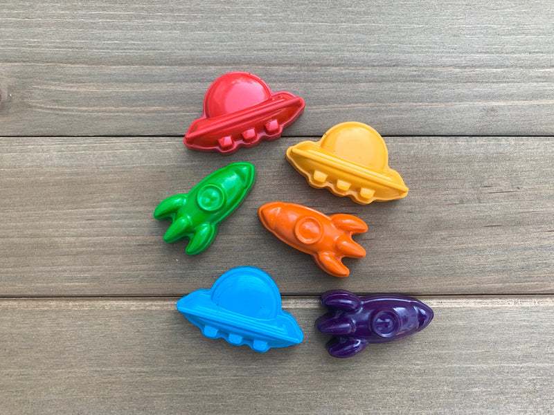 Outer Space Crayons - Rocket Party Favors - Kids Gifts - Gifts For Kids - Kids Birthday Gifts - Space Party Favors - Kids Party Favors - UFO by KagesKrayons LLC