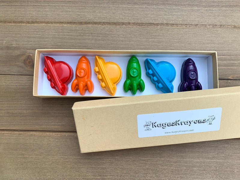 Outer Space Crayons - Rocket Party Favors - Kids Gifts - Gifts For Kids - Kids Birthday Gifts - Space Party Favors - Kids Party Favors - UFO by KagesKrayons LLC