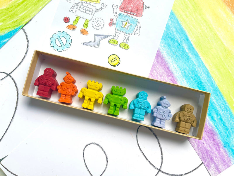 Robot Crayons - Robot Party Favors - Kids Gifts - Kids Stocking Stuffers - Kids Birthday Gifts - Easter Basket Stuffers - Kids Party Favors by KagesKrayons LLC