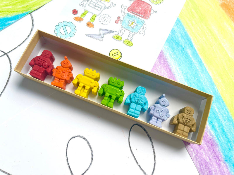 Robot Crayons - Robot Party Favors - Kids Gifts - Kids Stocking Stuffers - Kids Birthday Gifts - Easter Basket Stuffers - Kids Party Favors by KagesKrayons LLC