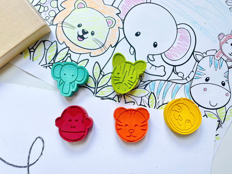 Jungle Animal Crayons  - Safari Party Favors - Stocking Stuffers - Easter Basket Stuffers - Kids Birthday Gifts - Gifts For Kids - Kid Gifts by KagesKrayons LLC