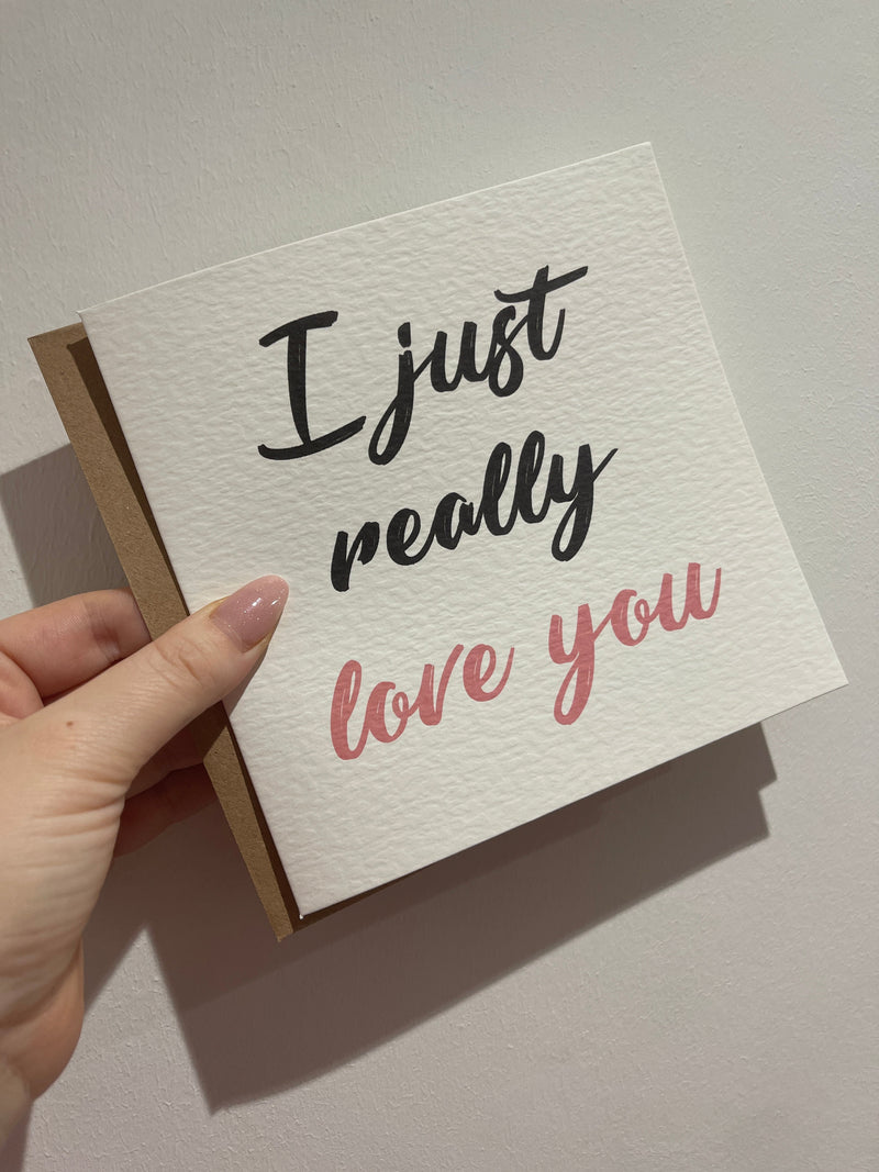 I Just Really Love You Valentines Day Funny Humorous Hammered Card & Envelope by WinsterCreations™ Official Store