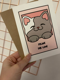 Feline The Love Cat Animal Valentines Day Funny Humorous Hammered Card & Envelope by WinsterCreations™ Official Store