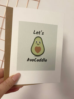 Let's Avocuddle Valentines Day Funny Humorous Hammered Card & Envelope by WinsterCreations™ Official Store