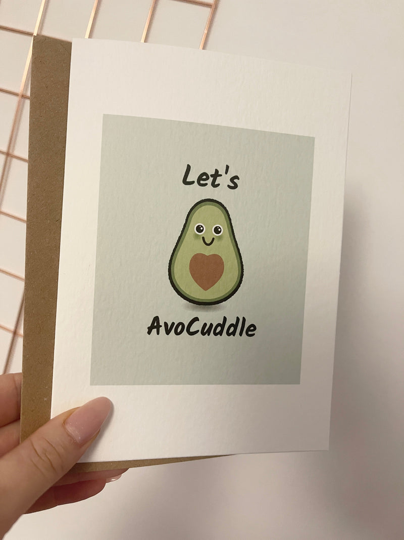 Let's Avocuddle Valentines Day Funny Humorous Hammered Card & Envelope by WinsterCreations™ Official Store