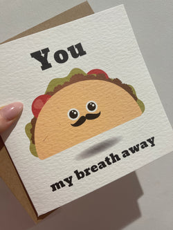 You Taco My Breath Away Valentines Day Funny Humorous Hammered Card & Envelope by WinsterCreations™ Official Store