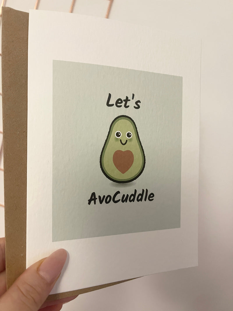 Let's Avocuddle Valentines Day Funny Humorous Hammered Card & Envelope by WinsterCreations™ Official Store