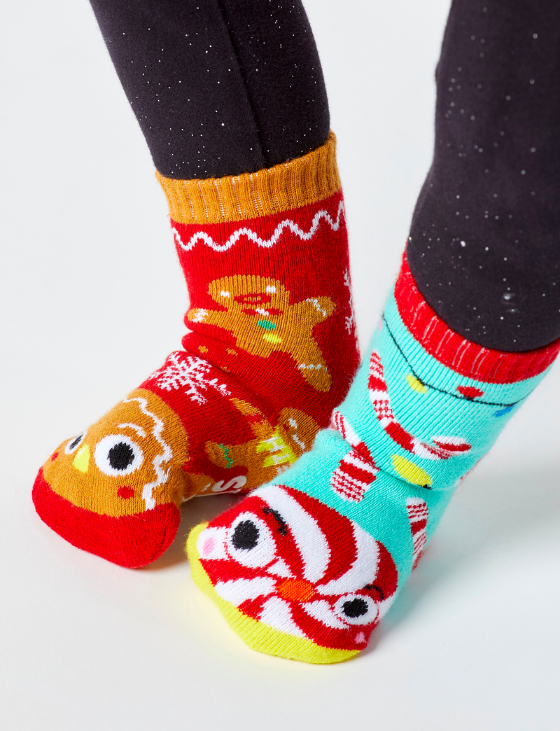 BABY GINGERBREAD & CANDY CANE CHRISTMAS NO SLIP SOCKS by Pals Socks