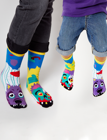 ZOMBIE & WEREWOLF MATCHY MISMATCHY SOCKS SET by Pals Socks