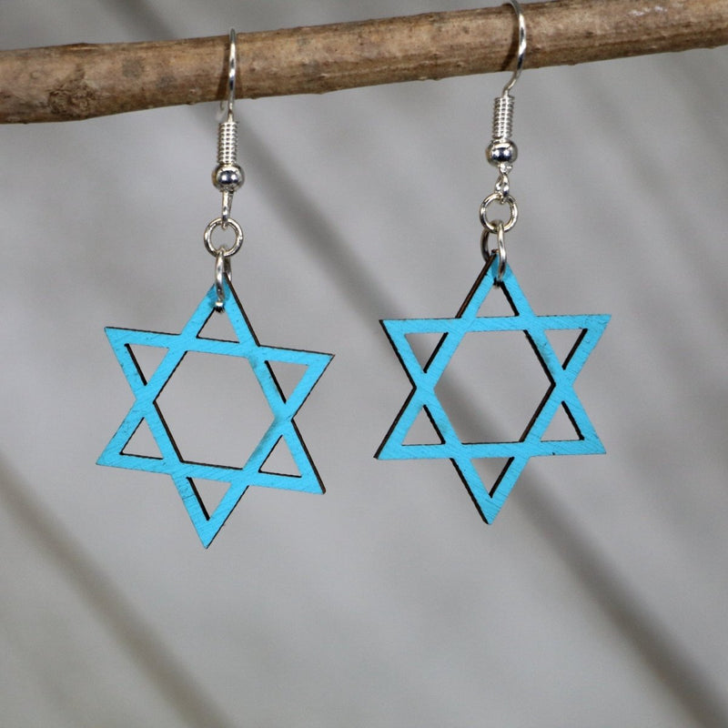 Star of David Wooden Dangle Earrings by Cate's Concepts, LLC