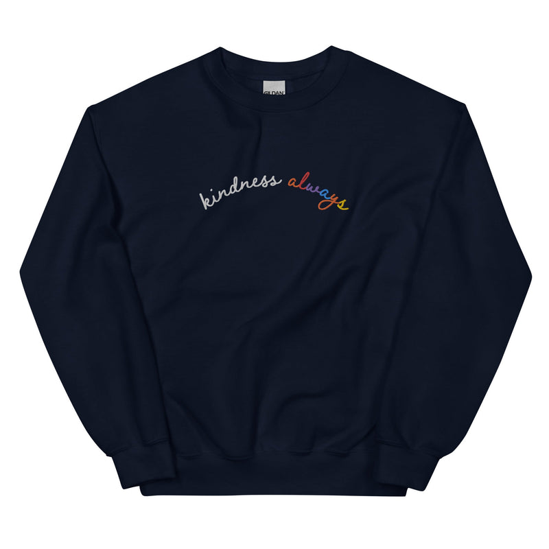 Kindness Always Embroidered Sweatshirt Navy ellenshop