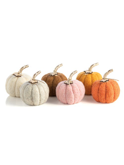 Shiraleah Assorted Set Of 6 Felt Decorative Pumpkins, Multi by Shiraleah