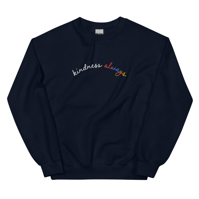 Kindness Always Embroidered Sweatshirt-Navy